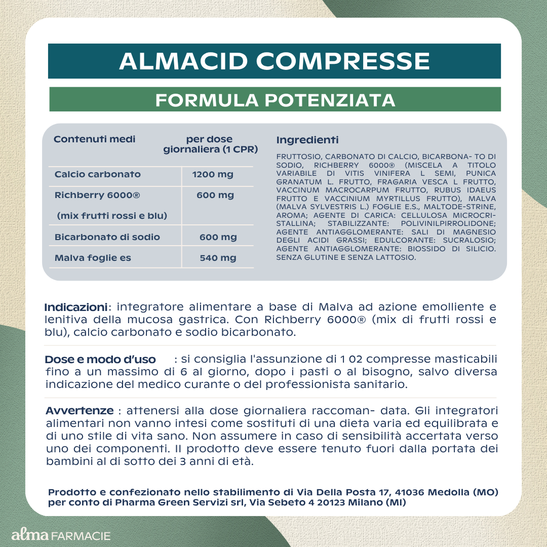 ALMACID ACIDITÀ COMPRESSE